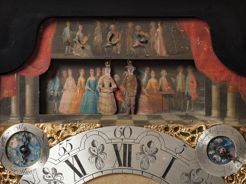 Logo Gastspiel: Bracket Clock mit Glockenspielwerk und Automatenszene «Theater»