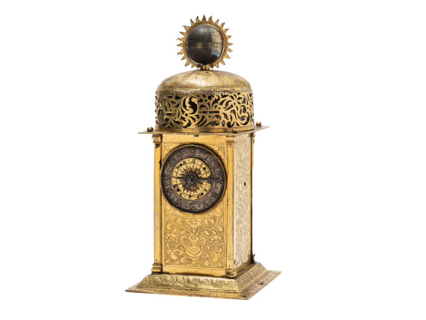 Sehr kleine Renaissance-Türmchenuhr mit Mondphasen-Anzeige