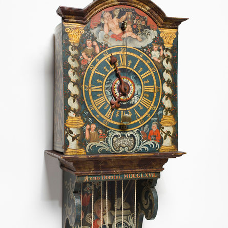 Appenzeller Holzräderuhr, Teufen, 1767. Uhrenmuseum Winterthur, Sammlungsausstellung Konrad Kellenberger.