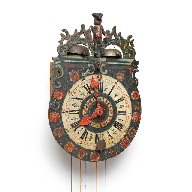 Appenzeller Holzräderuhr mit Figurenautomat, Appenzell oder Ostschweiz, 1772