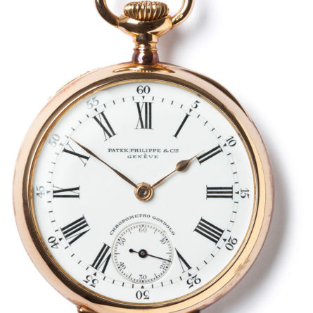 Öffentliche Führung im Uhrenmuseum Winterthur – Museum am Mittag vom 23.10.26 – «Patek Philippe Uhren für Brasilien», Damen-Golduhr Gondolo, Genf, um 1910. Sign.: CHRONOMETRO GONDOLO RIO DE JANEIRO. Uhrenmuseum Winterthur
