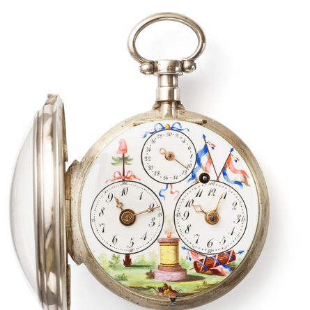 Revolutions-Taschenuhr, Frankreich, um 1793/95. Uhrenmuseum Winterthur, Sammlungsausstellung Oscar Schwank.