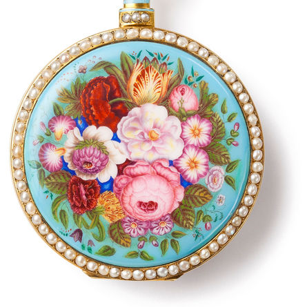 Gold-Emailuhr für China, Fleurier, um 1820. Uhrenmuseum Winterthur, Sammlungsausstellung Oscar Schwank.