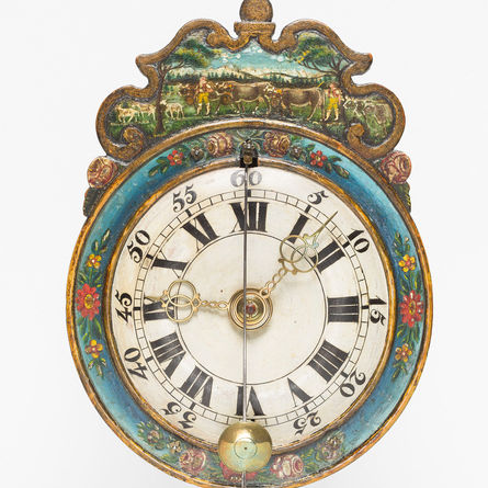 Kleine Appenzeller Holzräderuhr, Appenzell, um 1790. Uhrenmuseum Winterthur, Sammlungsausstellung Konrad Kellenberger.
